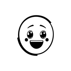 Whimsical joyful face icon with expressive eyes and charming smile expression