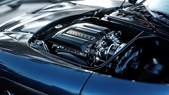 Exquisite rendering of a hypercar engine, showcasing power and precision engineering