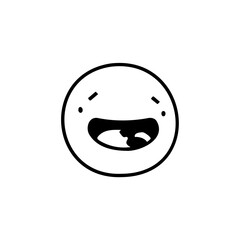 Simple laughing face illustration conveying joy and lightheartedness in minimal style