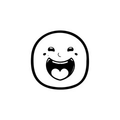 Minimalist laughing face emoticon design conveying cheerfulness and delight