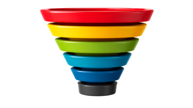 Stacked Colorful Funnel Shapes for Design and Marketing Concepts