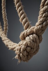 Overstressed rope, frayed fibers, imminent breakage,  frayed,  snapping