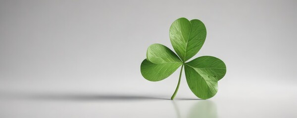 Four-leaf clover isolated on white, showcasing its unique shape ,  foliage,  four leaves