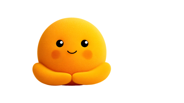 A cute plushlike orange creature with a happy expression and simple design perfect for chi