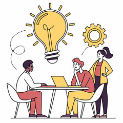 Diverse Team Collaborates On Creative Innovation With Ideas And Problem Solving