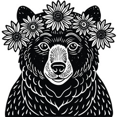 Fototapeta premium Adorable Bear Wearing a Delicate Flower Crown