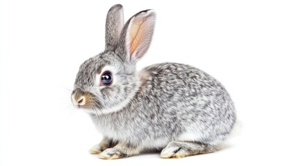 Fototapeta premium Charming gray rabbit portrait showcasing its soft fur against a clean backdrop