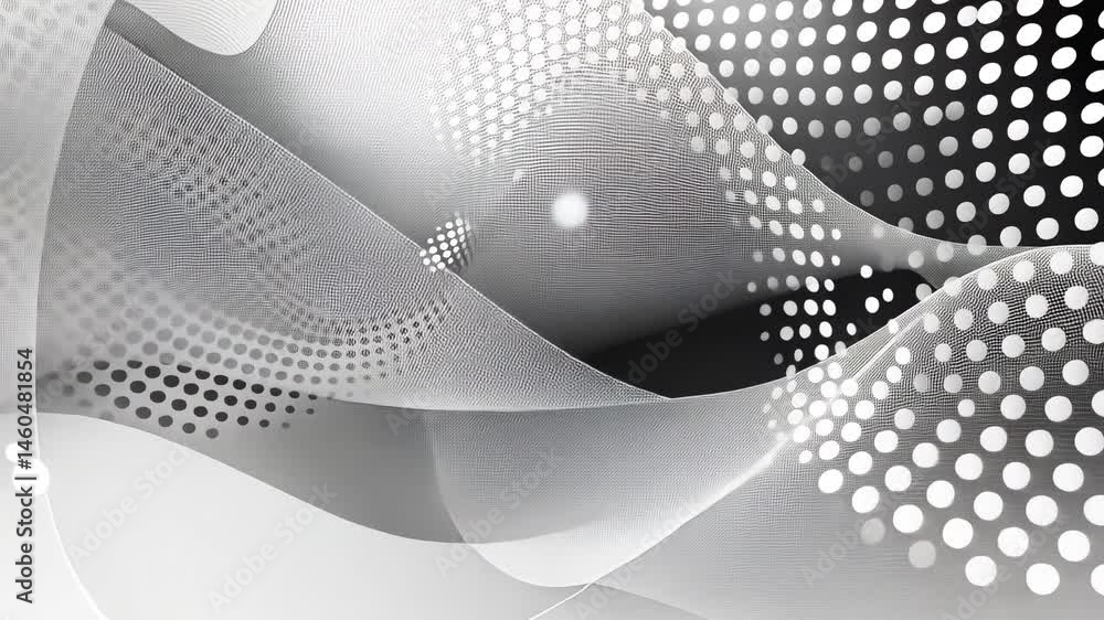 Poster abstract grayscale waves with halftone dots pattern design. elegant and modern background, perfect f