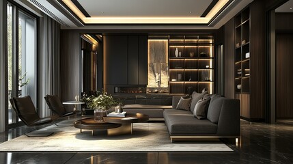 Fototapeta premium Elegant Living Room Interior With Modern Furniture And Decor