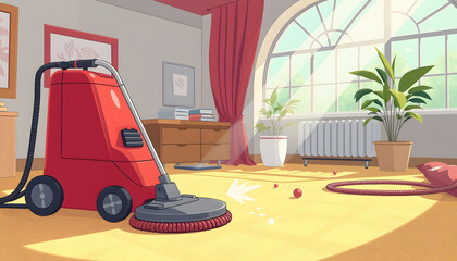 Long carpet chemical cleaning with professionally disk machine. Regular clean up. with white shades