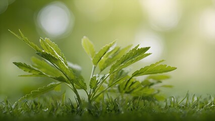 Close-Up of Natural Green Foliage with Soft Blurred Background and Selective Focus for Nature Concept