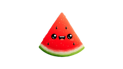 A cheerful slice of watermelon with a cute face perfect for summer designs and food illustrati