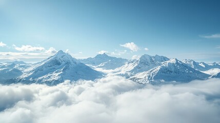 Majestic Snow Mountains Peaks Above The Clouds Landscape