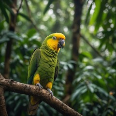 Obraz premium Yellow-headed Parrot in Rainforest