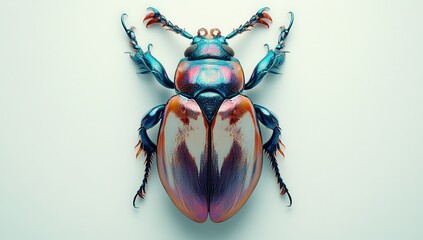 Vibrant and Colorful Beetle Macro Photography with Intricate Details and Textures, Perfect for Nature and Insect Enthusiasts