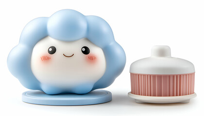 Adorable cloud-shaped night light and matching toothbrush holder set, perfect for kids' bedrooms or bathrooms. Pastel blue and pink colors.