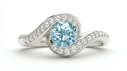 Aquamarine Silver Ring, Elegant Jewelry Design For Stock Images