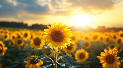 Fototapeta premium Sunflower fields under the sunshine
