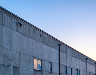 Fototapeta premium Modern Industrial Building Exterior with Smooth Concrete Wall