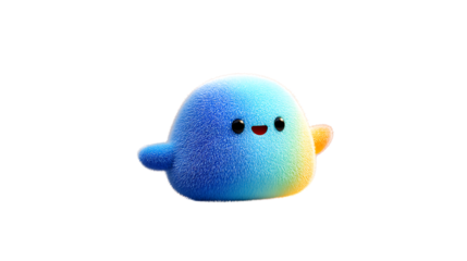 A fluffy gradient creature with a happy expression perfect for playful designs and creative pr