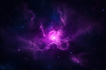 Fototapeta premium Deep space view with purple nebula. Dazzling cosmic clouds