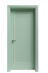 Elegant light green interior door with classic frame design home room wood on transparent background