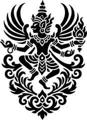sketch vector illustration silhouette design icon logo symbol character god goddess world puppetry with classic ethnic details vintage traditional