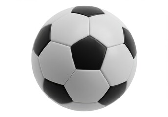 A soccer ball with black and white pentagons isolated on white background