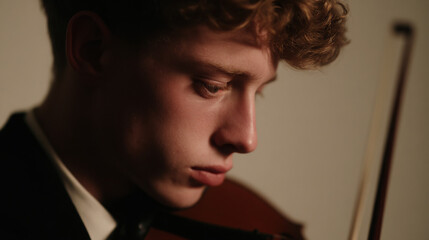 powerful scene depicting musician passionately playing violin in dimly lit room essence of deep emotions