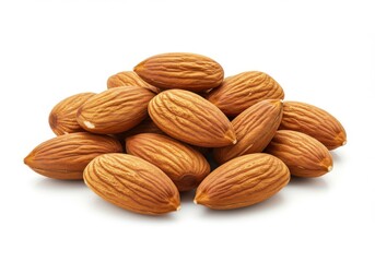 Fototapeta premium A pile of almonds isolated on white background