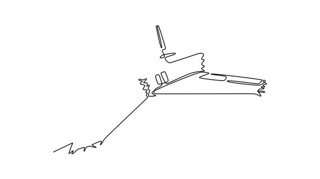 Plane crashes concept . Single line draw design. Full length animation illustration. High quality 4k footage