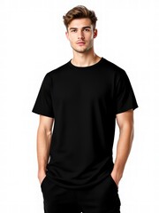 Obraz premium Plain Black Tee Shirt Mockup for Design