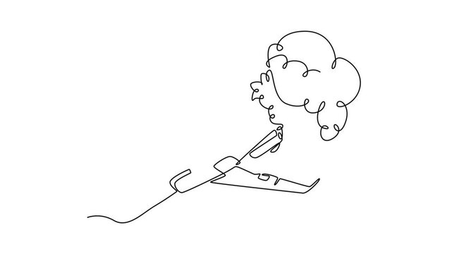 Plane crashes concept . Single line draw design. Full length animation illustration. High quality 4k footage