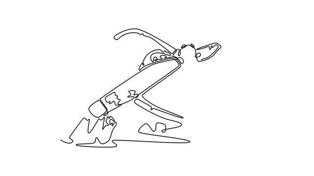 Plane crashes concept . Single line draw design. Full length animation illustration. High quality 4k footage
