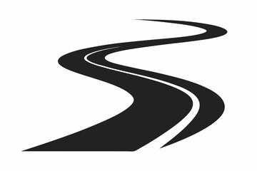 Curved Winding Road Silhouette Vector: Scenic Travel Route Icons for Road Trip and Journey Design