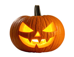 Fototapeta premium Glowing Jack-O'-Lantern with Spooky Face for Halloween Celebration