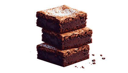 Delicious Brownie Slices Stacked with Icing Sugar on Top