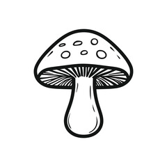 Hand Drawn Mushroom with Spots on Top Isolated on White