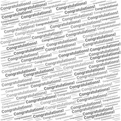 Gray text design repeatedly displaying the word Congratulations in clean, minimal style.