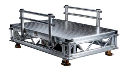 Industrial Platform: A sturdy, industrial platform crafted from metallic materials, showcasing a contemporary design suitable for various applications. This image exudes robustness, efficiency.