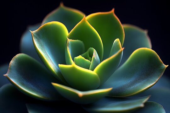 Close-up view of a succulent plant's vibrant green petals.