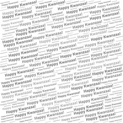 Fototapeta premium Repetitive word cloud of Happy Kwanzaa, ideal for African-American cultural holiday themes and celebration visuals.