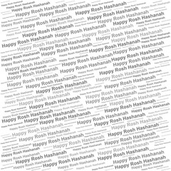 Obraz premium Word cloud with Happy Rosh Hashanah repeated, suitable for Jewish New Year visuals and religious content.