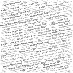 Fototapeta premium Word cloud with Happy Vesak Day repeated, suited for Buddhist religious celebrations and spiritual reflection visuals.