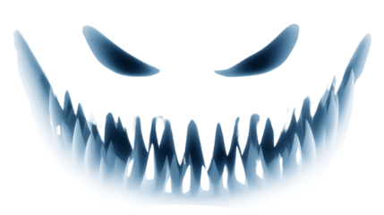 Creepy Monster Face with Sharp Teeth and Glowing Eyes for Halloween Designs