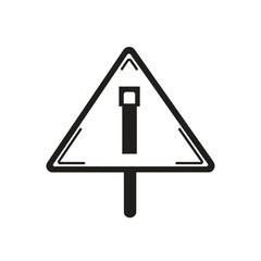 Hazard Symbol Vector, Black Triangle Warning Sign with Solid Fill on White