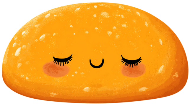 Cute Orange Character Sleeping Cartoon Illustration Happy Emoji Sweet Food Design