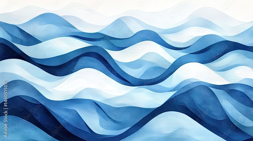 Poster serene abstract waves in varying shades of blue. creating a calming oceanic landscape. ideal for bac