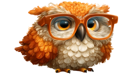 Cute Owl with Glasses Cartoon Bird Digital Art Illustration