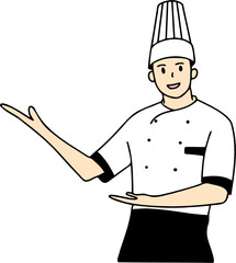 The image of the chef raising his hand